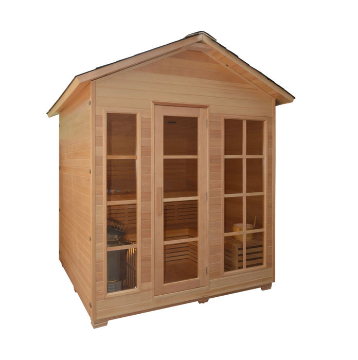 Canadian Hemlock Outdoor and Indoor Wet Dry Sauna - 6 kW UL Certified Heater - 6 Person